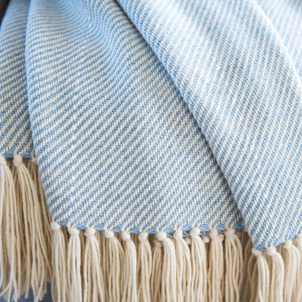 Sky Blue Handwoven Alpaca Throw