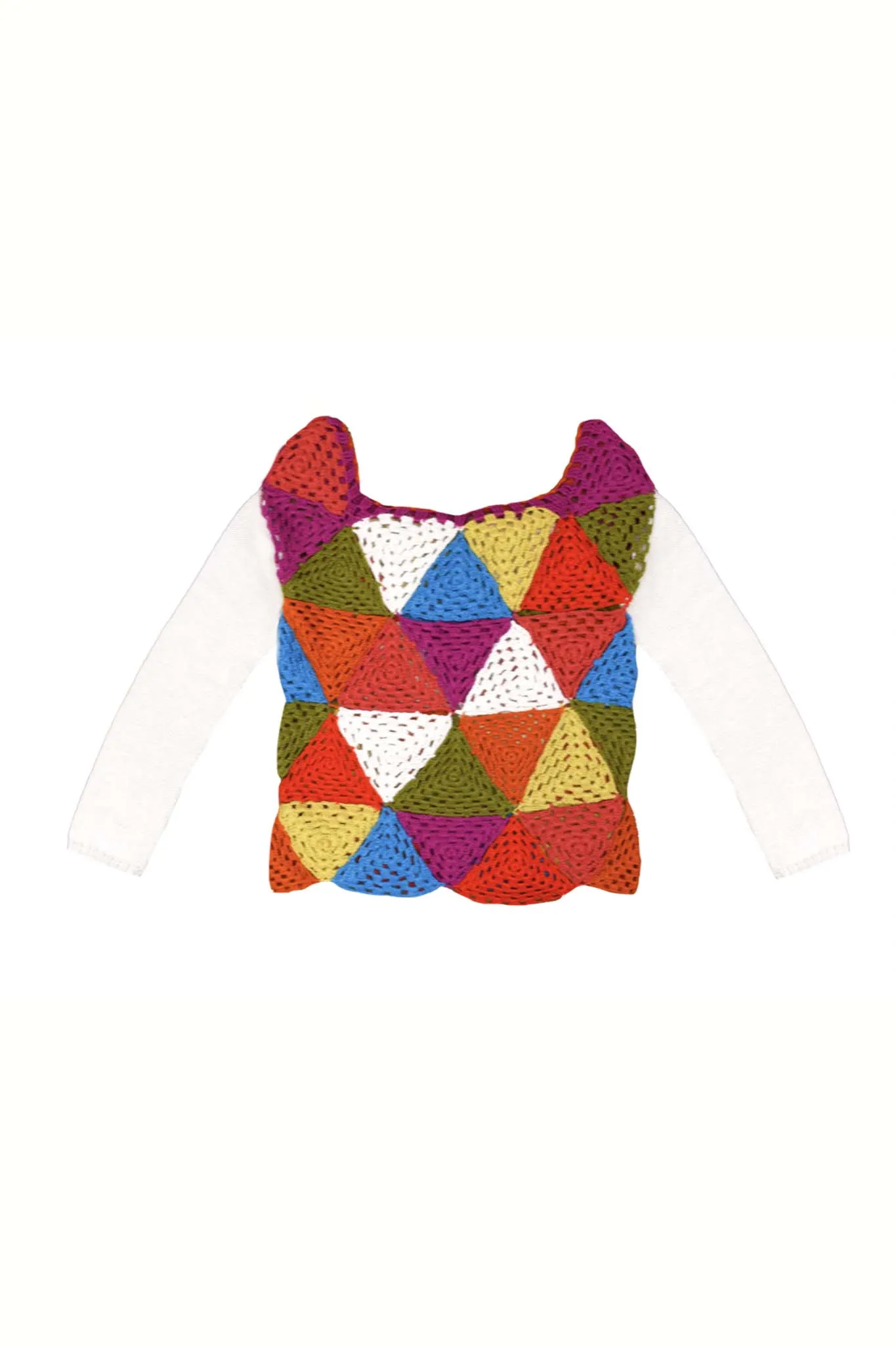 Vivien Crochet Sweater in Multi Triangle