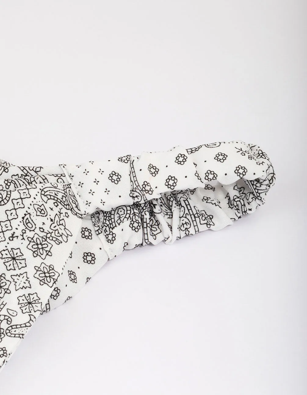 White & Black Fabric Paisley Bandana